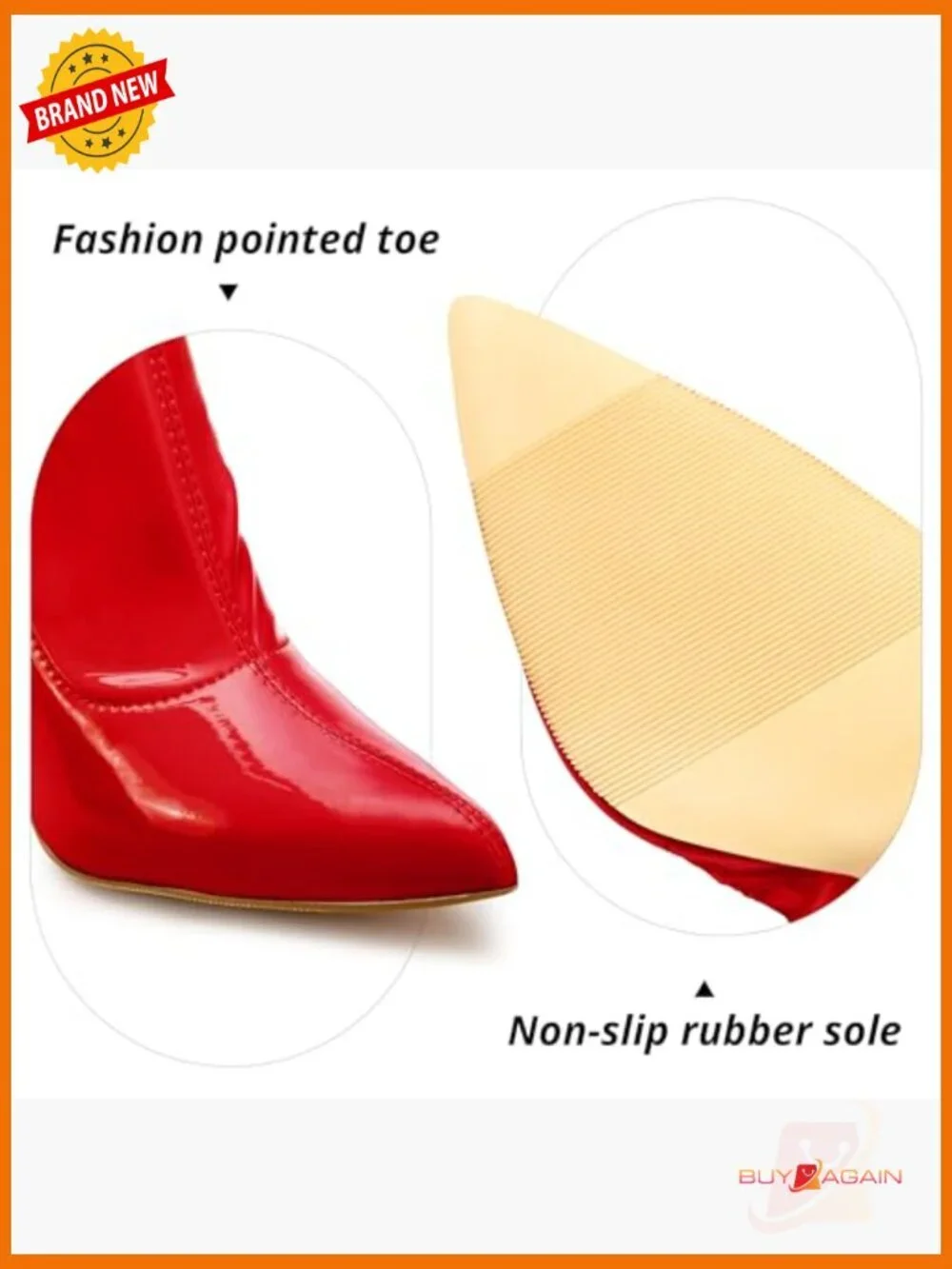 Over the Knee Boots Chunky Heel Patent Leather Pointed Toe Stretchy Tall Boots